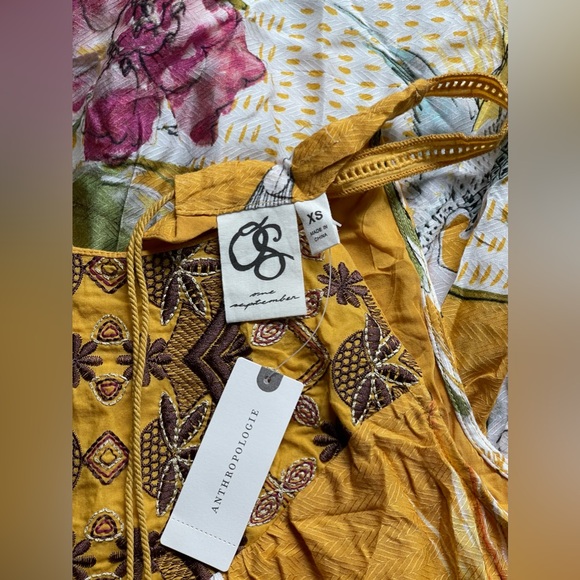 Anthropologie One September Paradiso Gold Koi Embroidered Maxi Dress Size XS - Picture 11 of 15